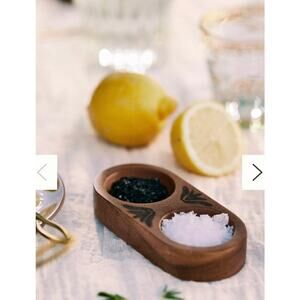 NEW Anthropologie The Mediterranean Dish Acacia Wood Salt Pepper Cellar tags